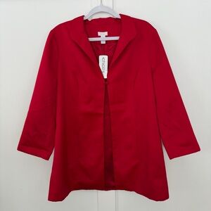 VTG Chico’s Dressy Jacket Coat Red Single‎ Button Pockets Valentines Day 2 L NWT